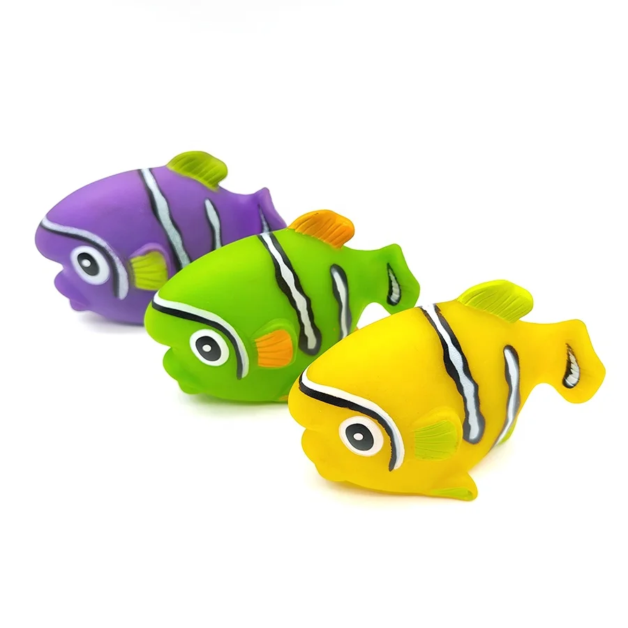 Floating Pink Striped Fish Squirter Clown Fish Toys Cartoon Pvc Bathing Toys for Toddlers