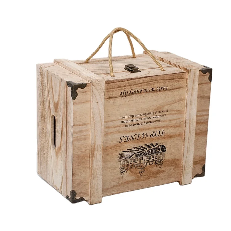 Custom Wooden Crate Box for Wine Bottles Durable Stylish