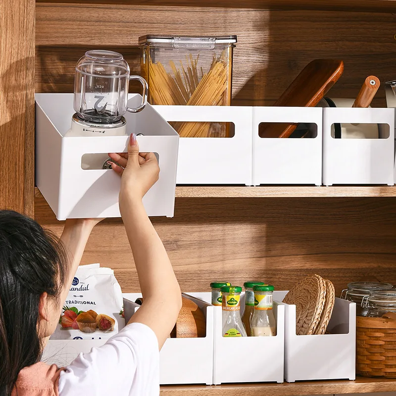 Bacs de rangement, organisateur d'armoire, garde-manger de cuisine de haute qualité, Organization et rangement en plastique industriel multifonction 4 pièces S/M/L