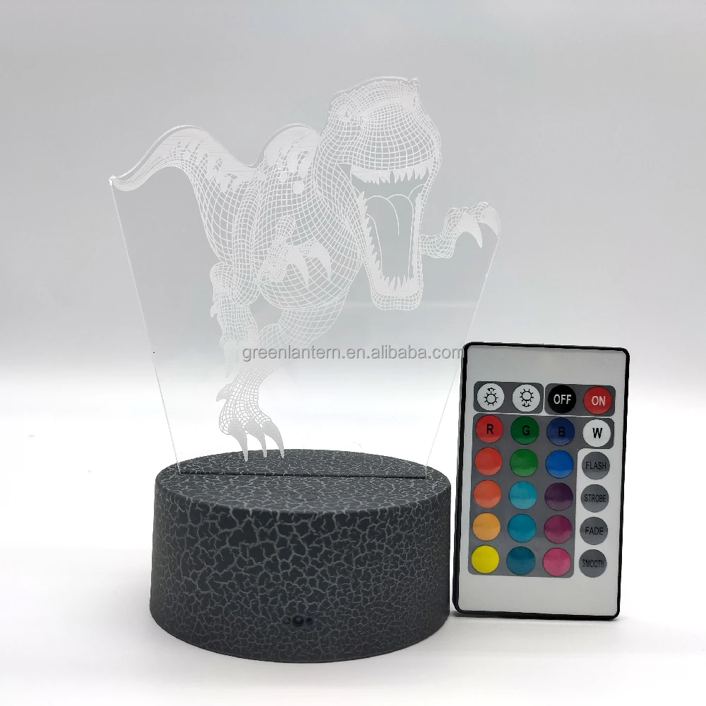 RGB Color Black Crack Round Cordless LED Table Lamp Base 3D LED Night Light Base with USB Cable