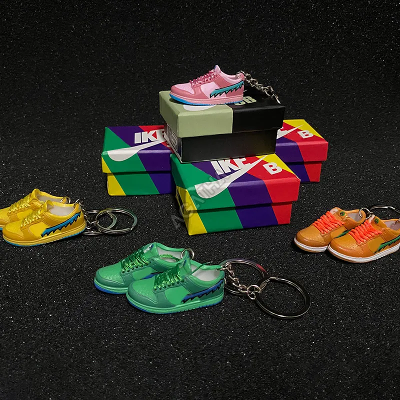 Набор миниатюрных ПВХ оптовая продажа дизайнерский брелок для ключей с коробкой мини обуви кроссовок 3d dunk