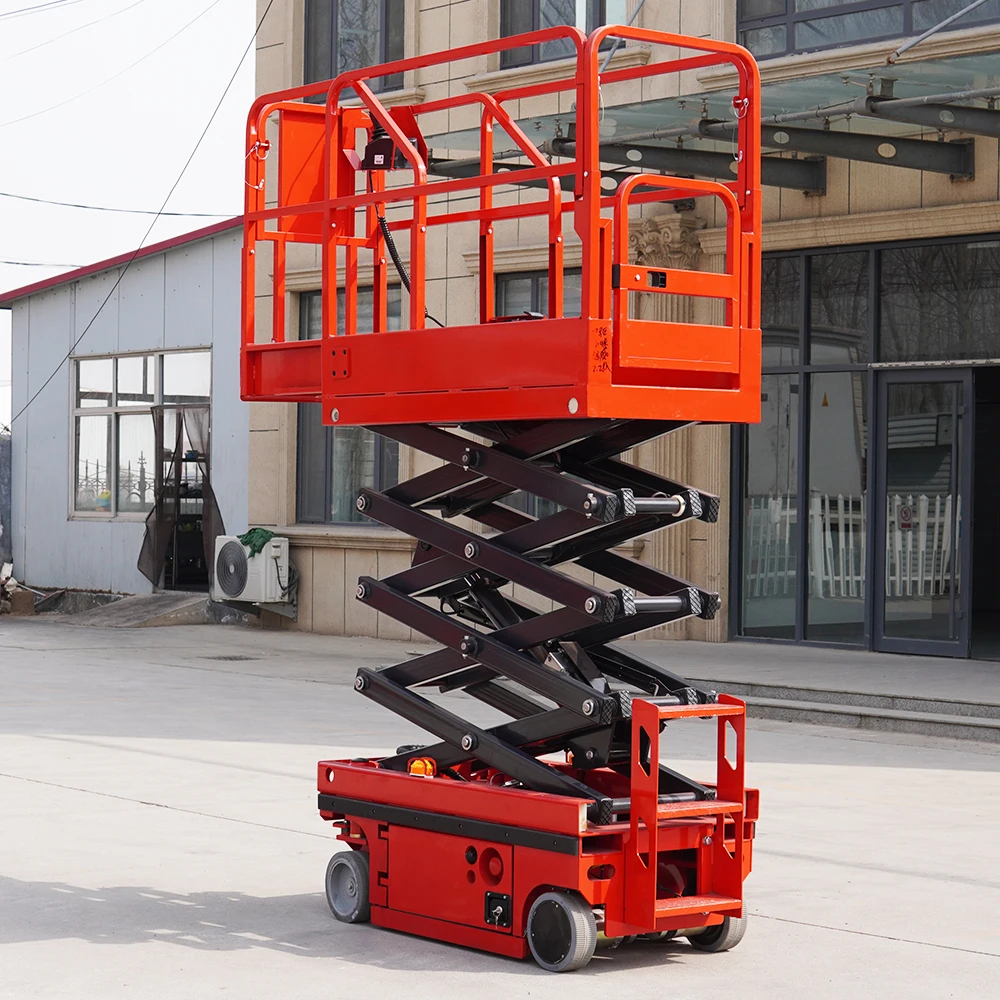 2024 New Mini Battery Powered Man Lift Hydraulic Auto Walking Self Propelled Scissor Lift Platform with Good Price