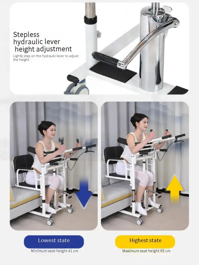 Bathroom Safety Equipment Paralyzed Patient Transfer Wheelchair with Commode Lifter for Moving Patients in Bath or Toilet details