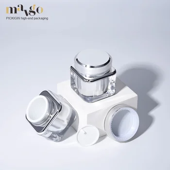 Custom Logo 50g New Acrylic Square Cream Bottle Set for Facial Cream Skin Care and Lotion Products