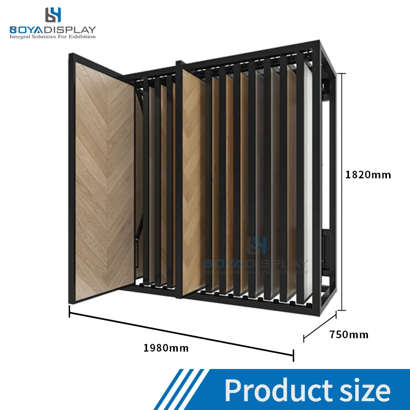Custom Pull Push Rotate Hardwood Flooring Frame Parquet Laminate Floors Oak Stand Showroom Sliding Wooden Flooring Display Rack