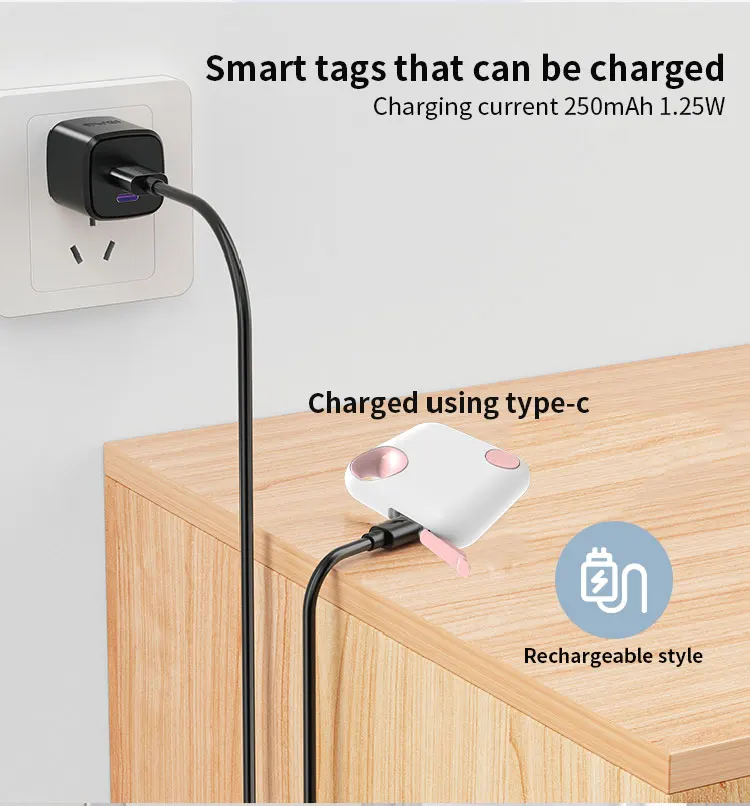 RSH Custom Logo Type C Rechargeable Tag Google Find My Device Find Hub Smart Tracker GPS Locator Key Finder for Android manufacture