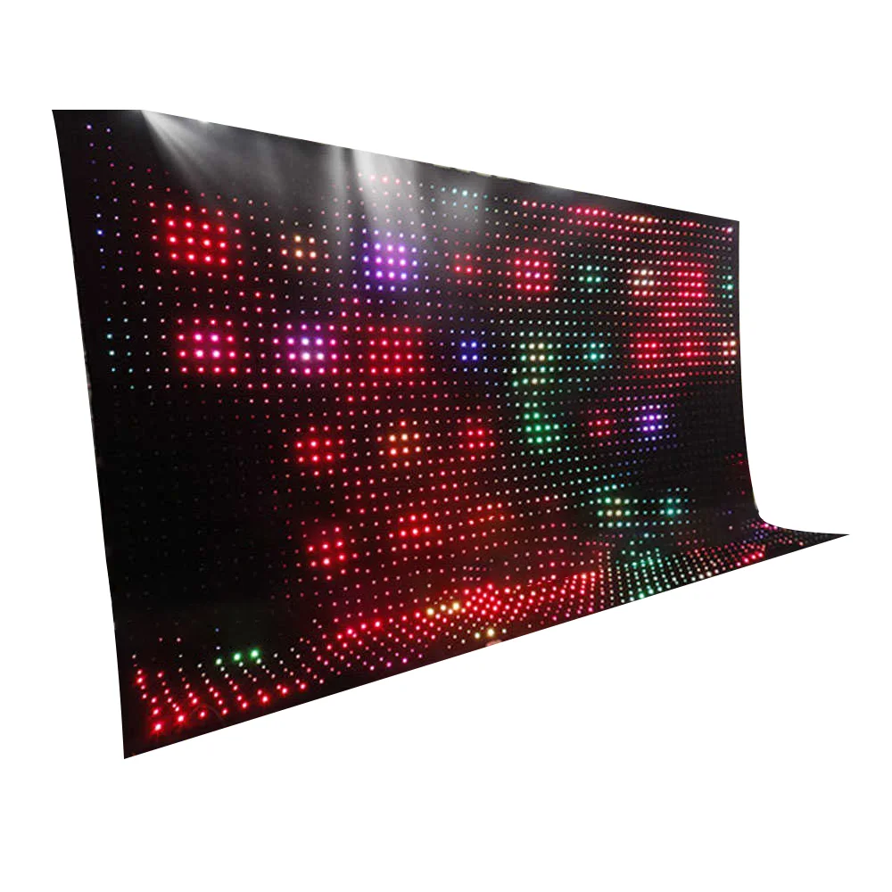 Programmerable Indoor P5 P9 P10 P20 Led Curtain Display Pixelflex Led Curtain Price Fabric Led Vision Curtain