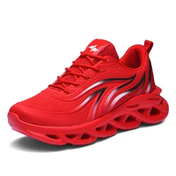 wholesale hot sale fashion Comfortable flymesh sport mens black red white casual shoes for sale