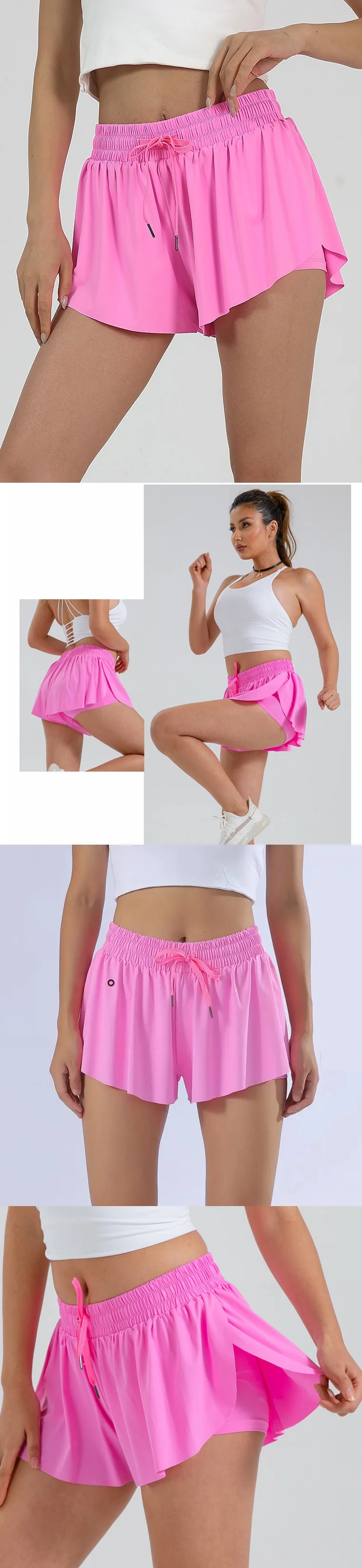 product wholesale 2 in 1 flowy running fitness yoga pants gym sport butterfly shorts tennis skirt summer youth girls flowy shorts-57