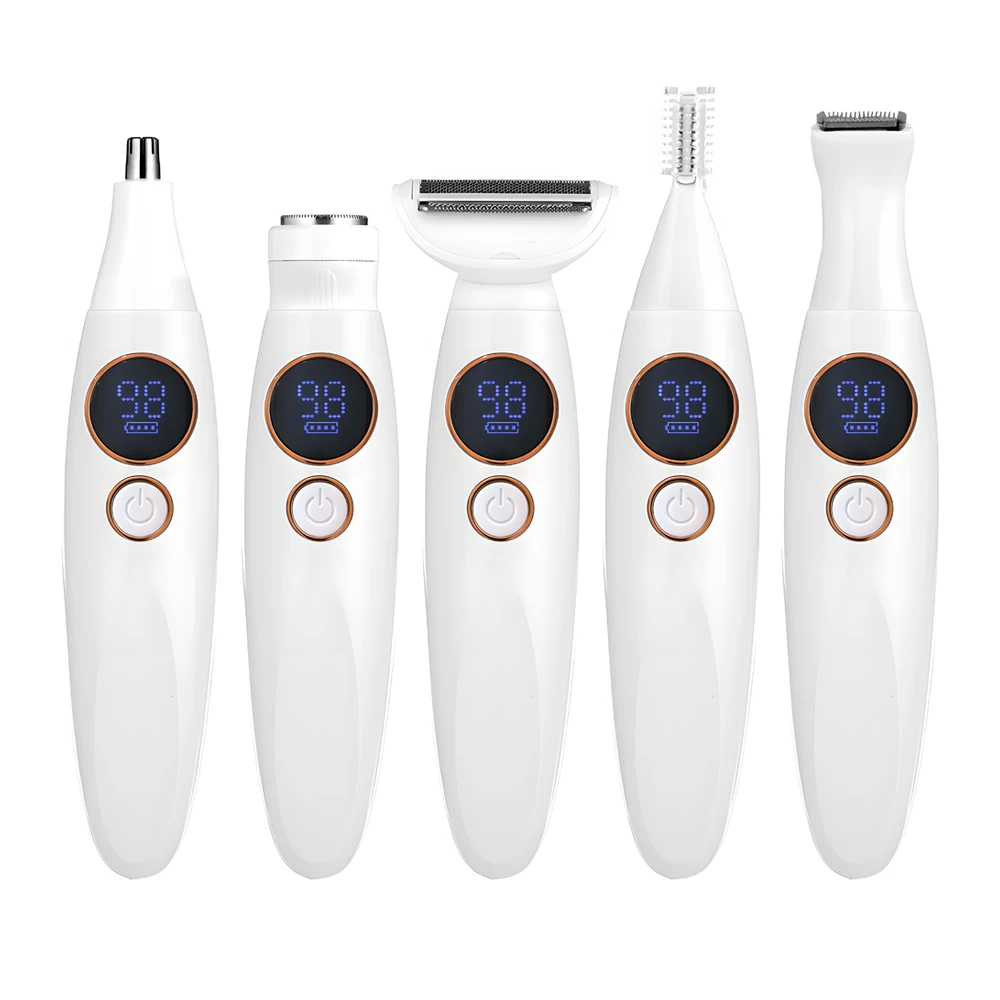 5 in 1 Waterproof Lady Epilator Painless Safe Electric Rechargeable Women Hair Removal Device French Language Household Use
