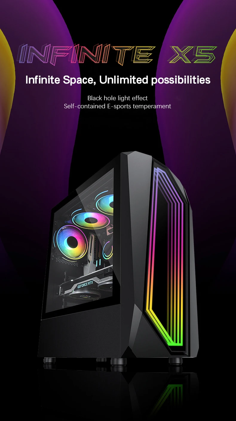 Factory Oem Atx Computer Pc Case&tower For Gaming Pc Desktop Usb3.0 With Mirror Panel Rgb