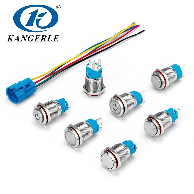 Chinakel 16mm Push Button Micro Switch Metal Push Button Switch with Power LED Smart