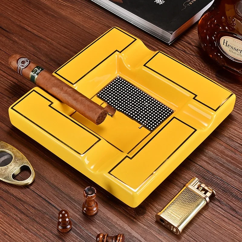 Фабричная Портативная Черная глазурованная прямоугольная Золотая фольга с ободом оптовая продажа небольшой керамической сигаретной пепельницы индивидуальным логотипом