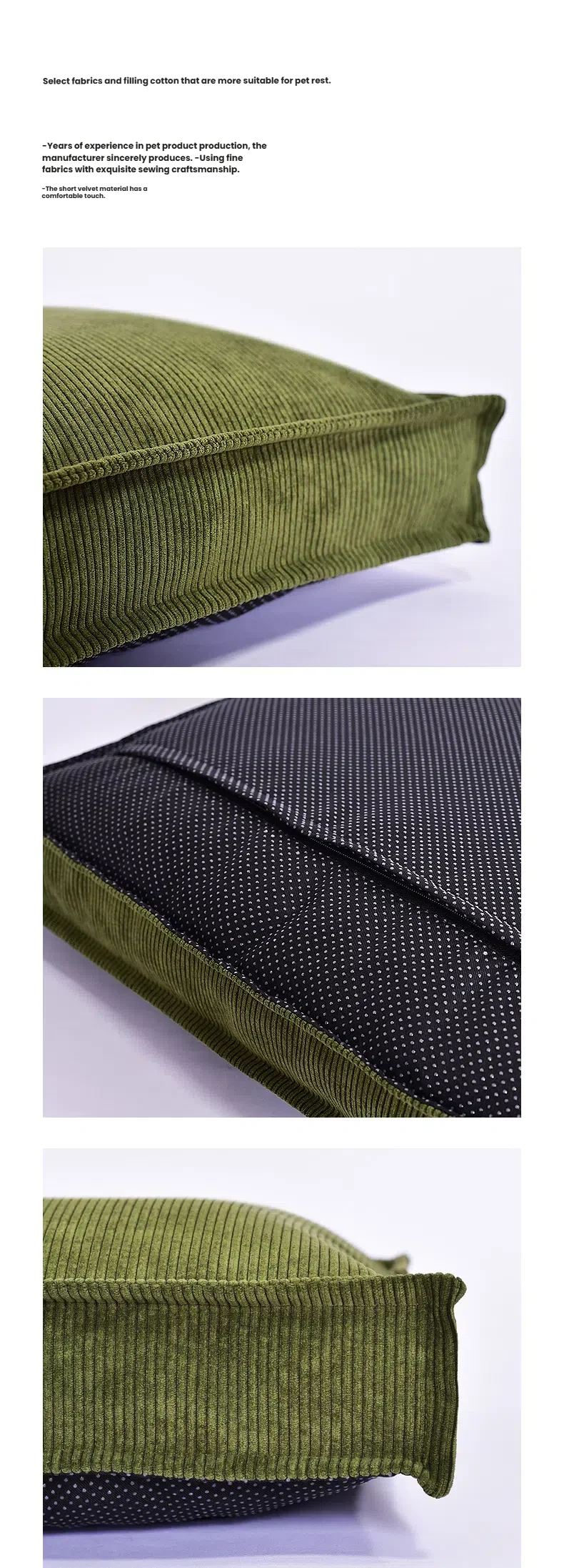 Factory Direct Sale Pet Supplies Detachable Washable Corduroy Dog Bed Pet Mat Soft Short Plush for Spring Autumn Solid Pattern