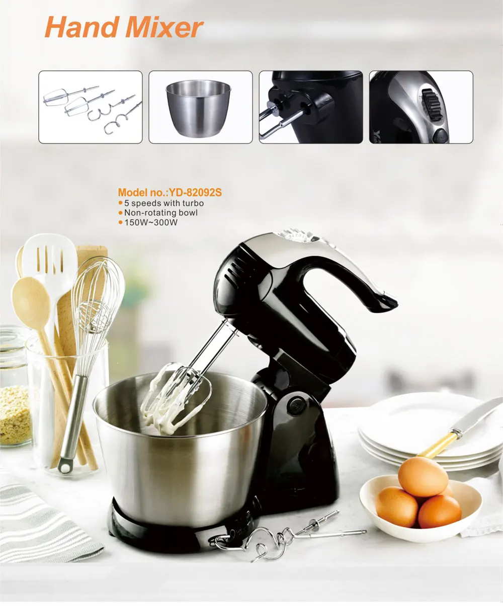 Hand Mixer Dessert Maker Chrome Decoration Stainless Steel Body Egg