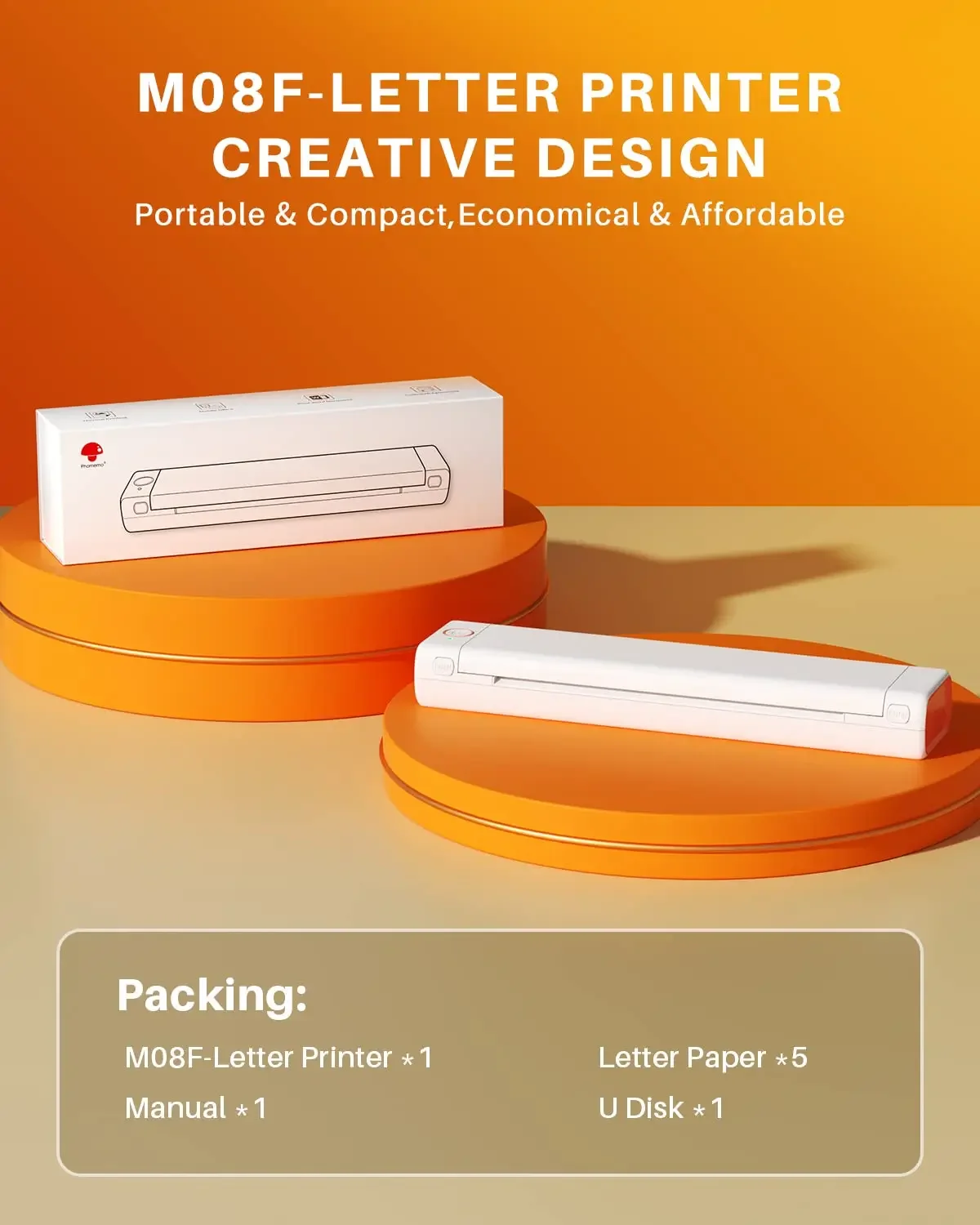 Phomemo Portable A4 Printer M08f A4 & Letter Printer Wireless Thermal