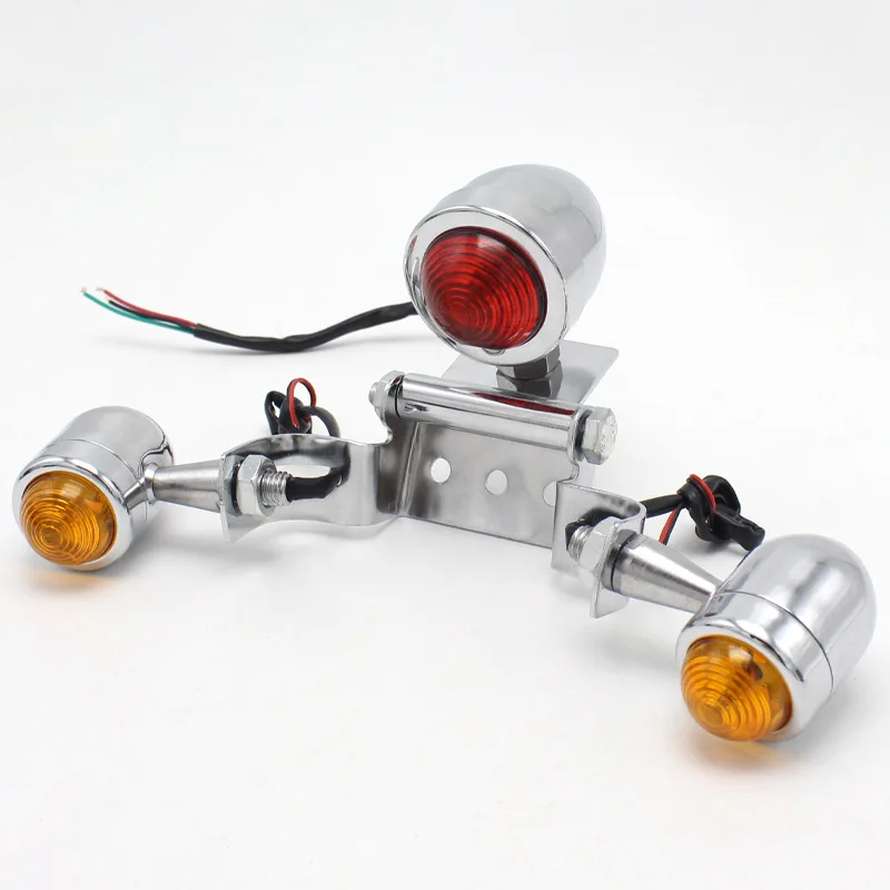 Retro LED Motorcycle Tail Lights with Turn Signal Bracket Kit