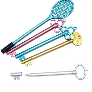 Creative Student Stationery Gel Pen Golden Key Shape Neutral Pen Tennis Racket Gel Pen