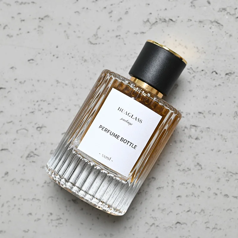 Custom Round Empty 30ml 50ml 100ml Luxury Perfume Bottle Men Spray Vertical Stripe Bottle