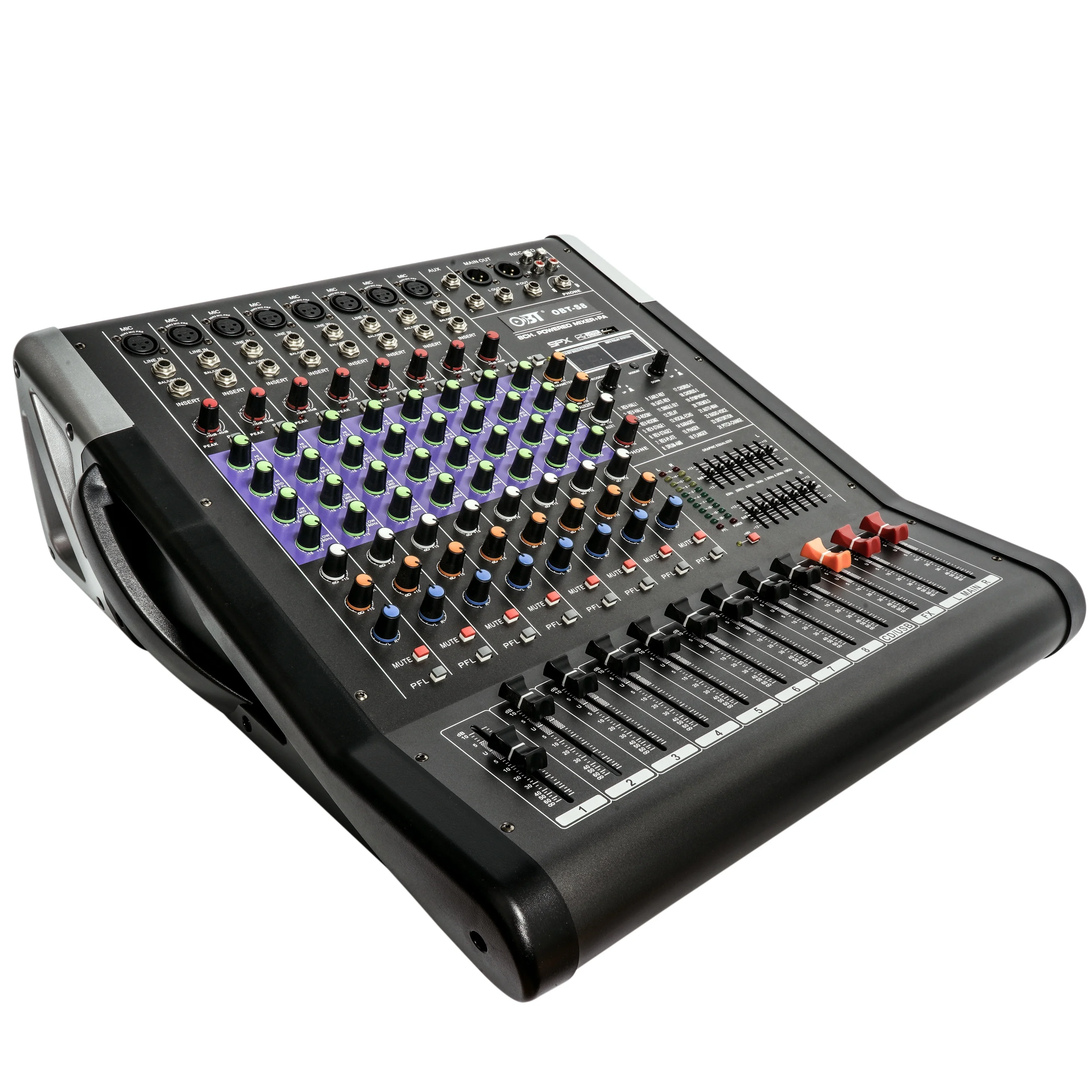 Obt S8 Sound Mixer Professional 8 Channel Public Address System Jd Digital Mixing Console Powered Audio Mixer