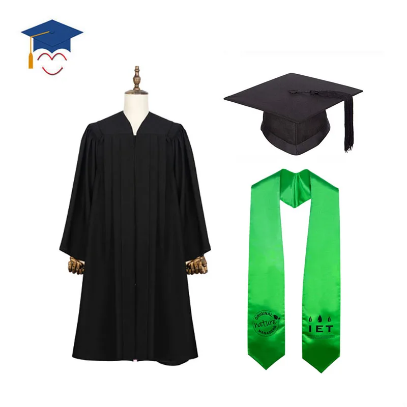 University Graduation Gown And Mortarboard Hat Set Bachelor BA Mortarboard Hats 