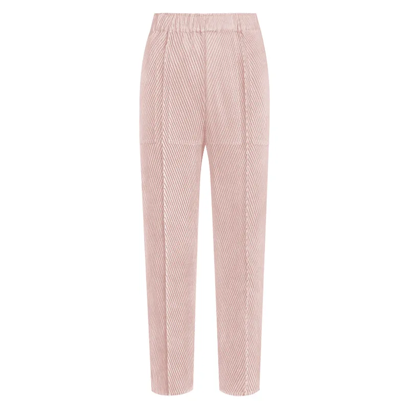 Spring and Summer New Style Fish Scale Pleats High Quality Casual Slim Trousers Loose Solid Color Pants for Women
