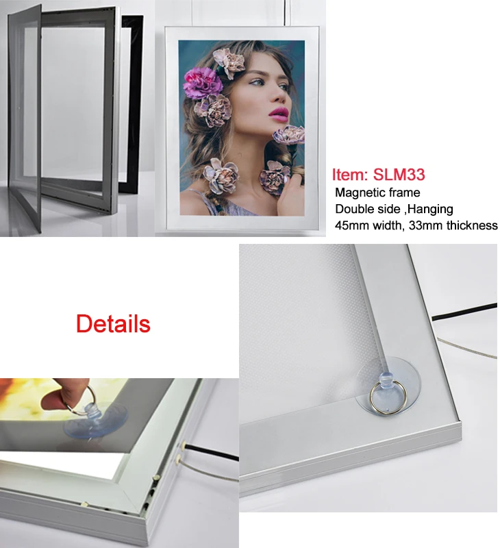 Customized Indoor Advertising Led Movie Posters Magnetic Aluminum Frame ...