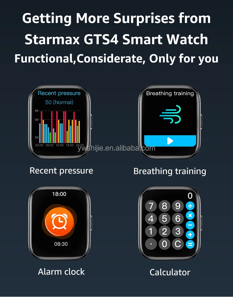 New Arrival 1.69 Inch GTS4 Lithium Battery TFT Screen GPS Position Tracking Smart Watch Bracelet