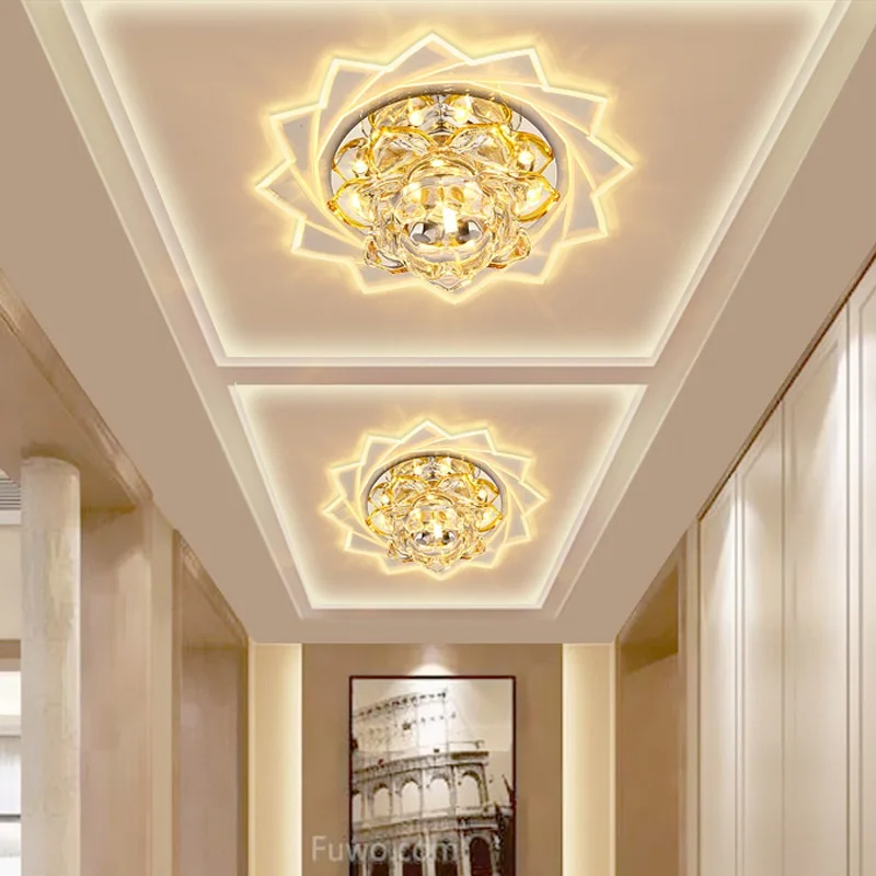 Modern Crystal LED Ceiling Light Fixture Aisle Hallway Pendant Lamp Chandelier