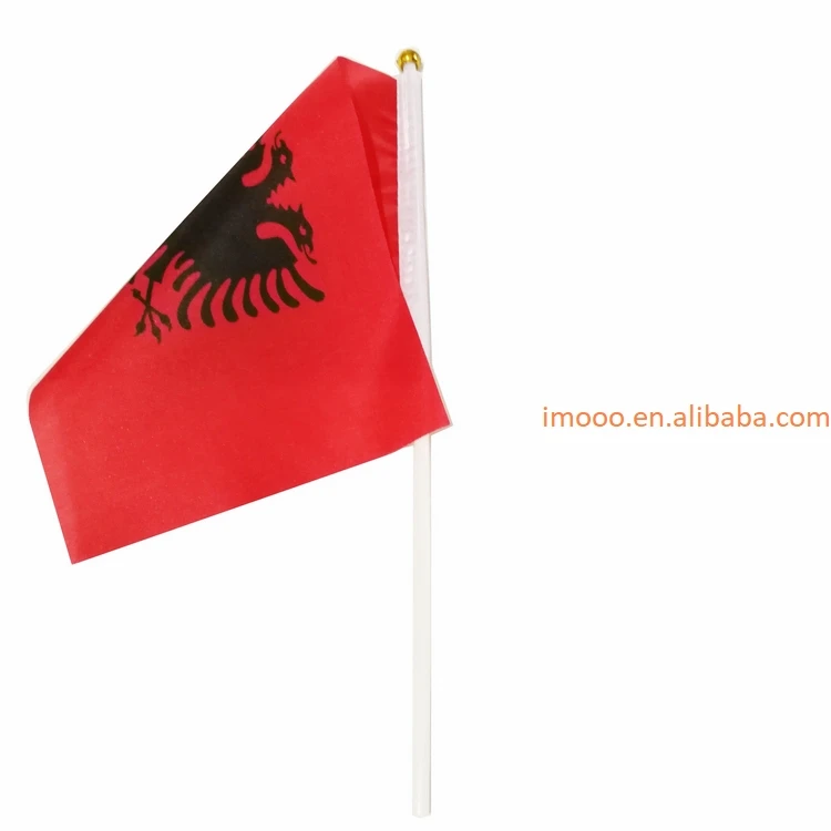 NEW SMALL ALBANIA TABLE FLAG WITH HOLDER-OFFICE ALBANIAN FLAG-20 CM X 14 CM