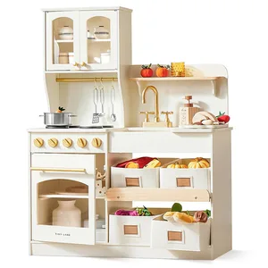 EDULAND Wooden Kitchen Food Toys Children's Pretend Play Kids' Kitchen Toy Sets for Toddler Baby Wooden Cooking Toys