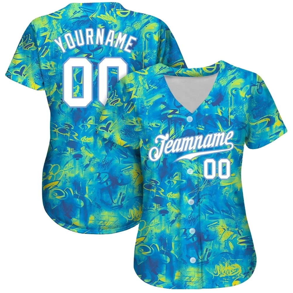 Custom Baseball Jersey Tie Dye Print Personalized Team Name Number Button  Down Short Sleeve Baseball Softball Team Uniform