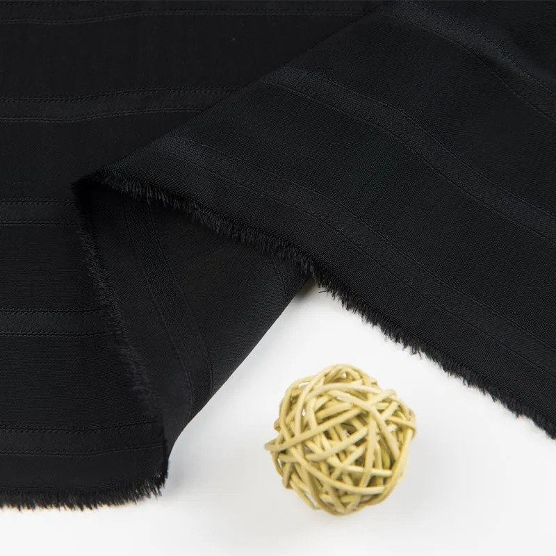 Ацетатная вискоза, черная шелковая полосатая ткань для одежды