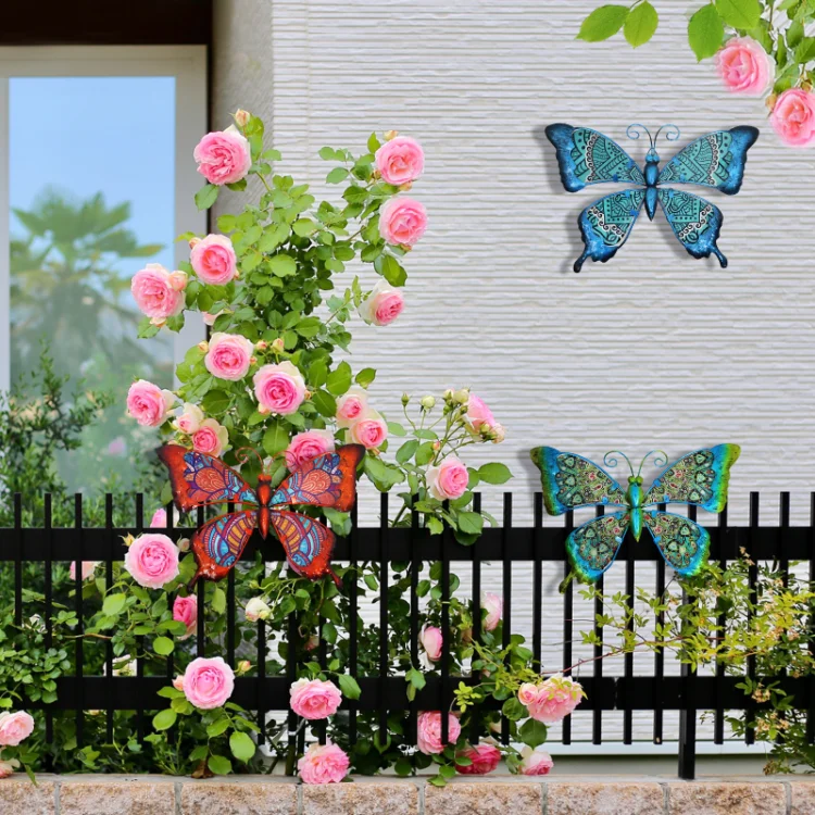 Butterfly Metal  Outdoor Wall Art Glass Butterfly Home Wall   Wall Hanging 