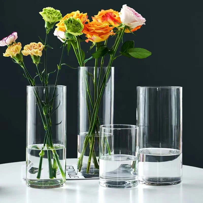 Vaso Per Interni Ed Esterni In Vetro Colorato Vaso In Vetro Riciclato Giallo Trasparente - Portafiori O Portacandele, Altezza 36 Cm, Diametro 15 Cm Vaso Decorativo Eco