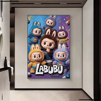 Labubus 2025 New Model Niche Style Cartoon PVC Wall Art Elegant Entry Bedroom Decorative for Children's Living Room Ages 7-12