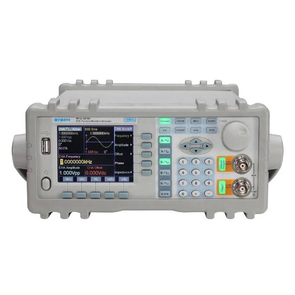 MW MFG-3020A Двухканальный выход 20 МГц Функция DDS Генератор сигналов 3.5-дюймовый TFT-дисплей 180 мс / с 10 бит