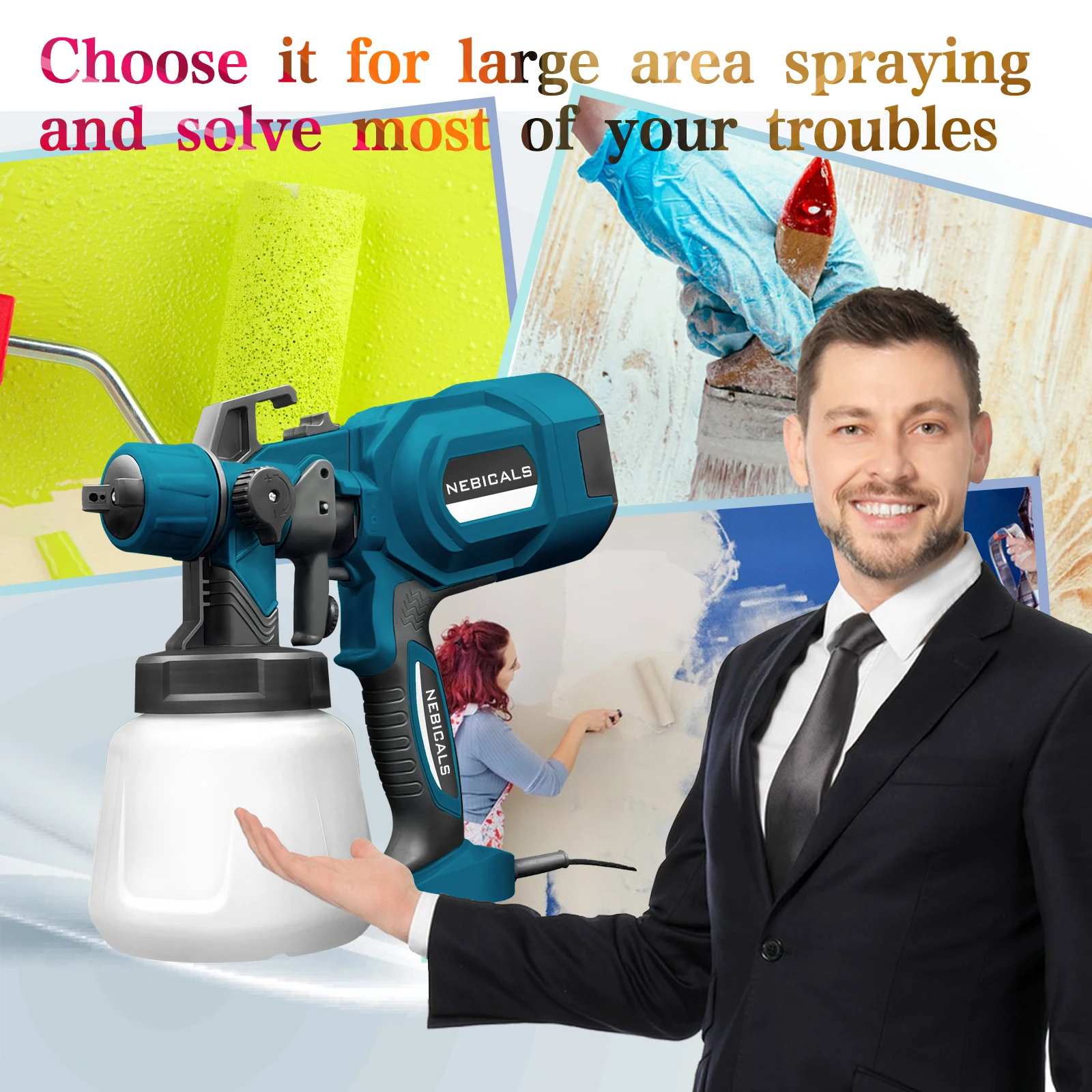 Spray Paint Gun,Paint Sprayer 700w Hvlp Electric Paint Sprayer With