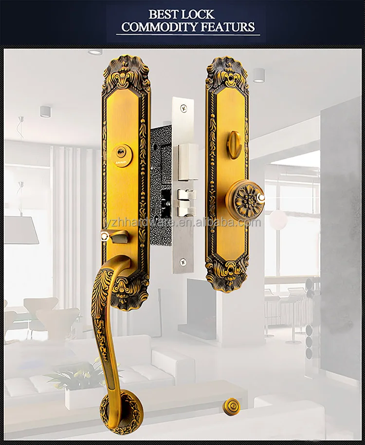 [zinc Alloy]good Quality Antique Villa Wood Door Lock Handle Designs