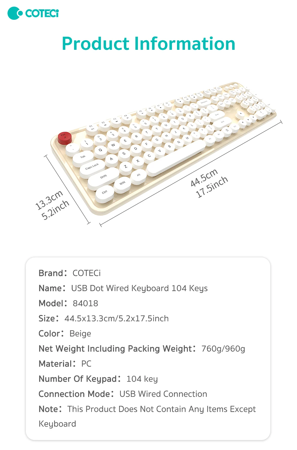 Coteci 84018 104 Keys Wired Keyboard 8 H177e6cedd7ef42ecb55b04a004a599e0C