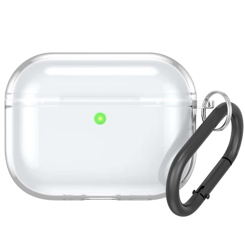 product transparent tpu shockproof protective cover with carabiner for airpods pro 3 2025 support usb c charging-2