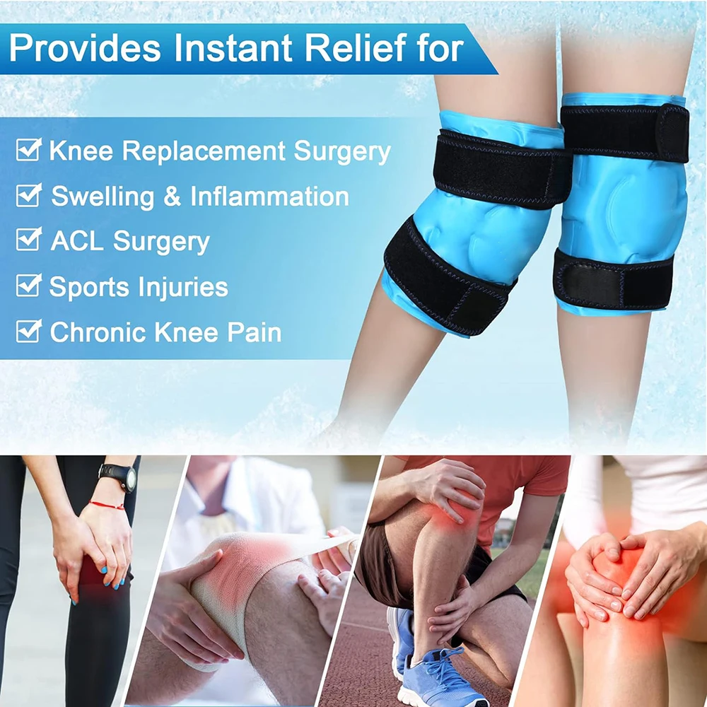 Reusable Gel Knee Ice Pack Wrap Cold Brace Hot Cold Compress For Leg