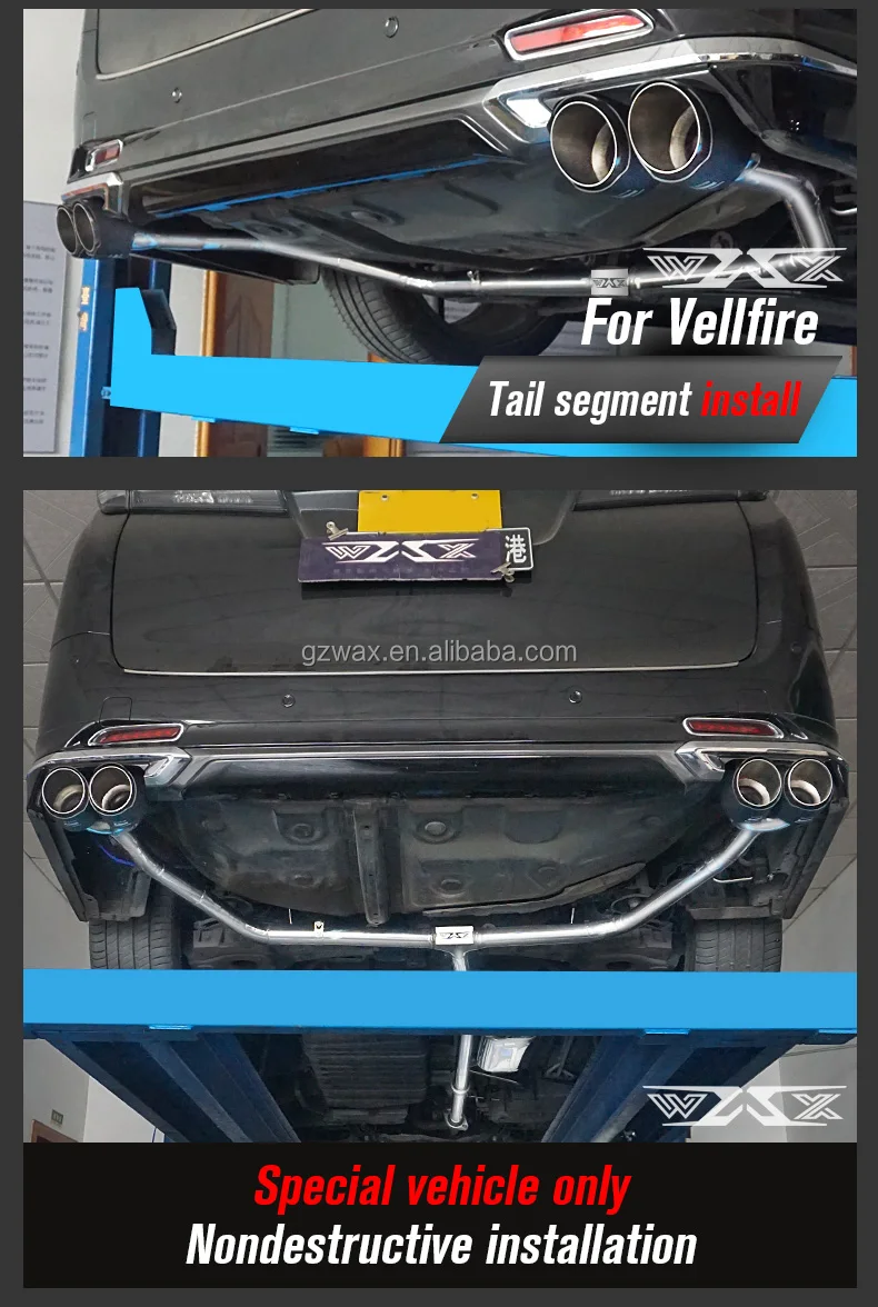 Exhaust Pipe Muffler Wireless Remote Control Valve Stainless Steel Catback Exhaust for Toyota Alphard Vellfire Sienna 2010-2021