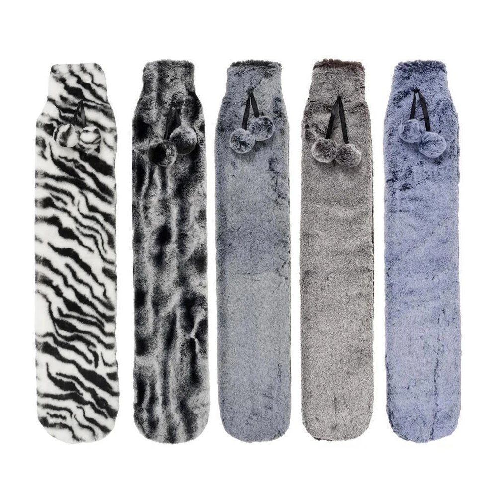 hot selling 2000ml long neck rubber hot water bag bottle plush cover