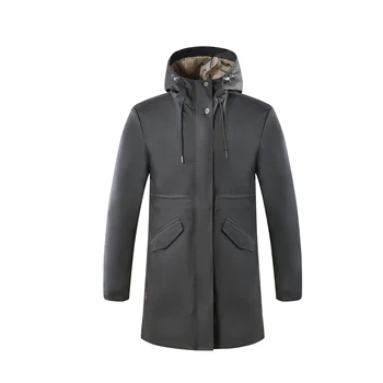 wholesales hood womens casual parka sports jacket polyester waterproof windproof long coat with pocket flap black outwear