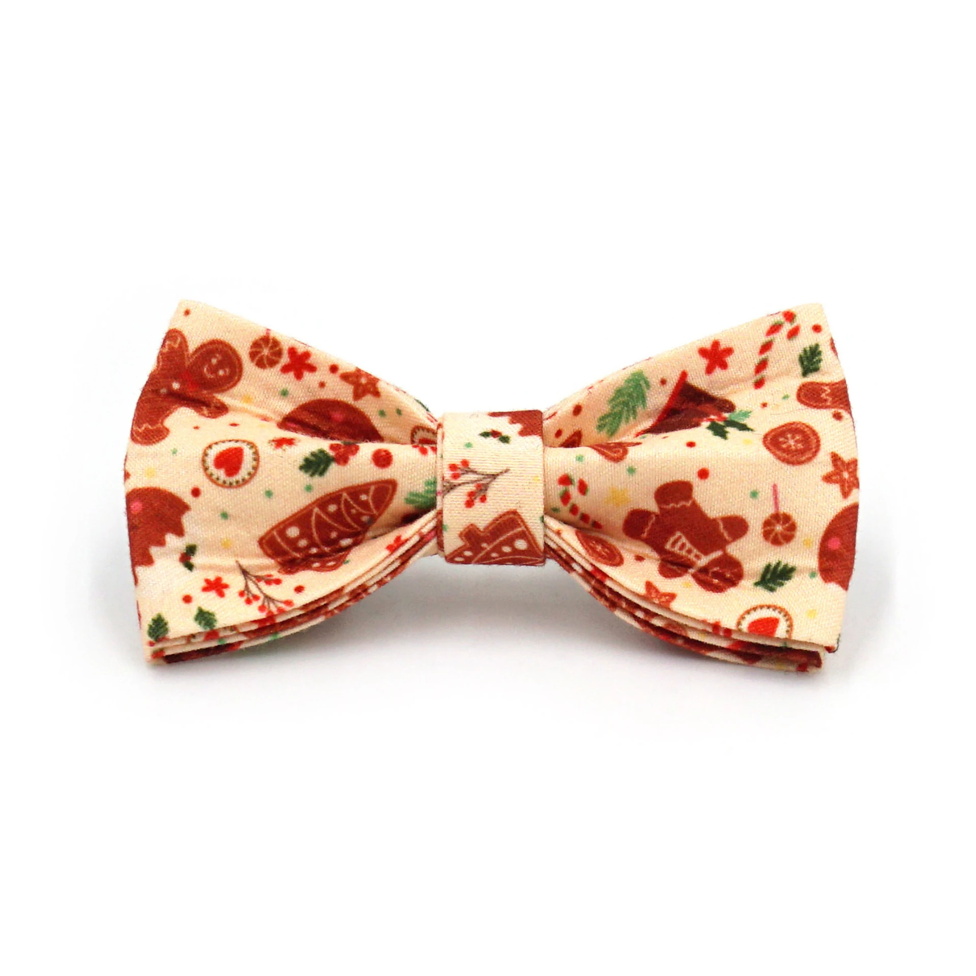 2025 Christmas Gingerbread Cat Bow Collar Brown Webbing Cat Collar Buckle with Bell Fancy Cat Collar Laser