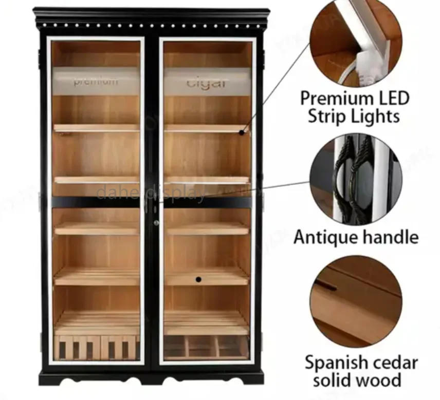 Wooden Cigar Showcase Display Humidor 2glassdoors Display