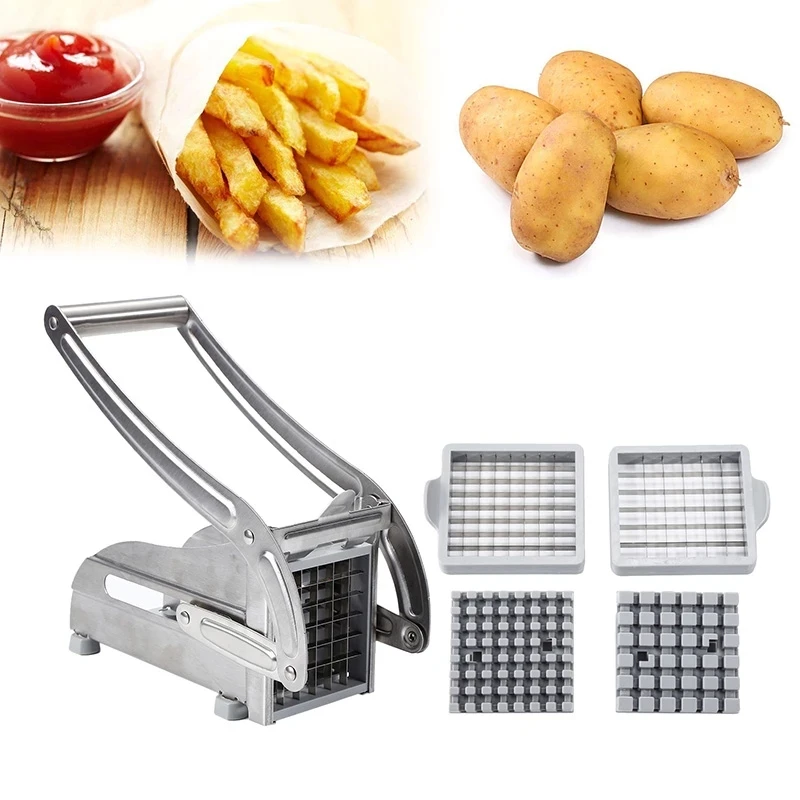 French Fry Cutter Manual Cutter Stainless Steel French Fries Slicer Potato  Maker Meat Chopper Dicer Cutting Machine Cooking Tool