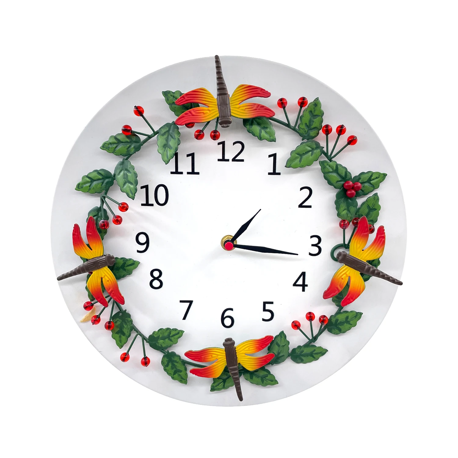 Home  Flower Clock  home  gift wall clock with butterfly metal flower Different Shape Gift Fashion