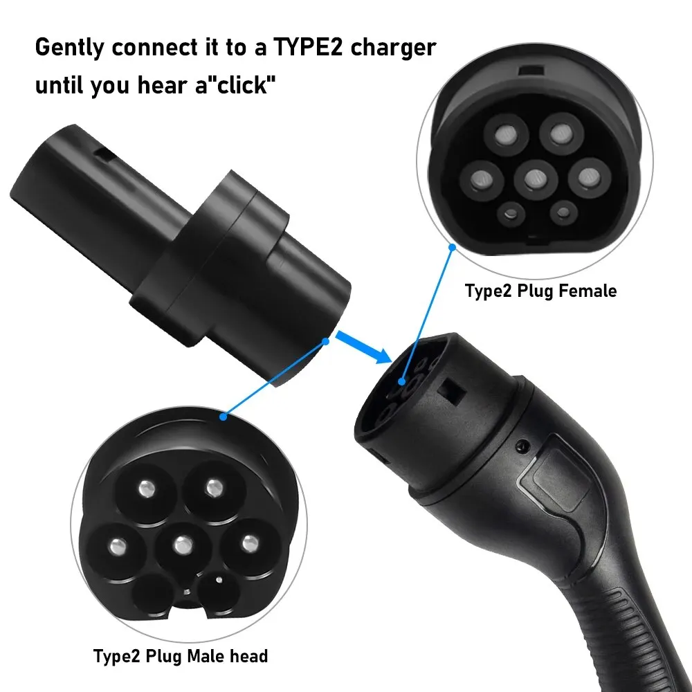 EV Charger Adaptor IEC 62196 Type2 To Tesla Adapter for Tesla Cars Electric Vehicle Charger Adaptor